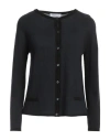Pianurastudio Woman Cardigan Midnight Blue Size L Viscose, Cotton, Cashmere In Blue