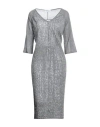 Pianurastudio Woman Midi Dress Grey Size S Viscose, Polyamide, Metallic Fiber In Grey