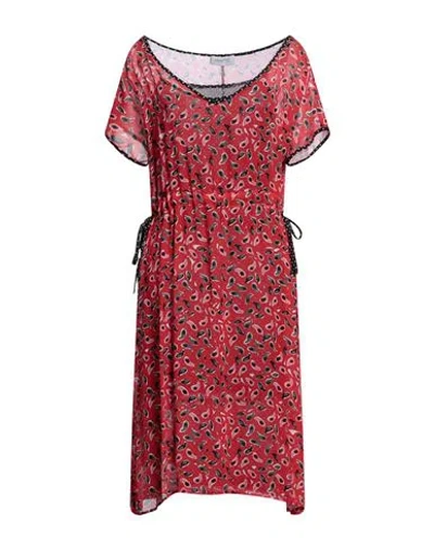Pianurastudio Woman Midi Dress Red Size 6 Viscose, Polyamide