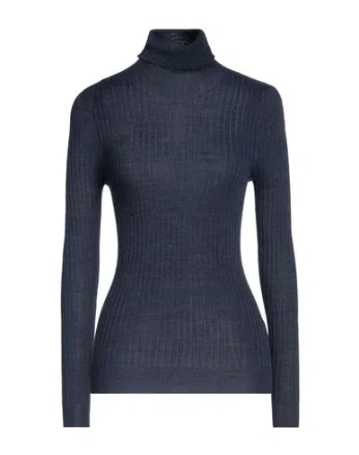 Pianurastudio Woman Turtleneck Navy Size L Acrylic, Wool, Viscose In Navy Blue