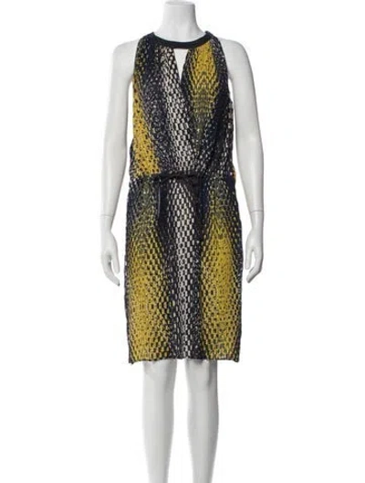 Pre-owned Piazza Sempione Animal Print Knee-length Dress In Blue