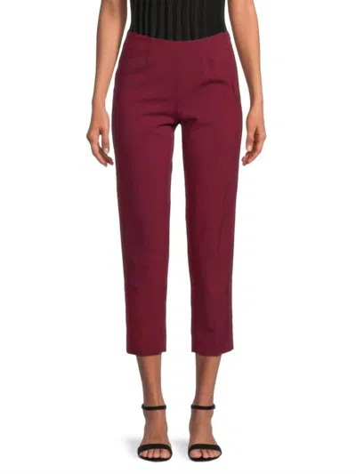 Piazza Sempione Audrey Wool Straight Leg Ankle Crop Pants In Red