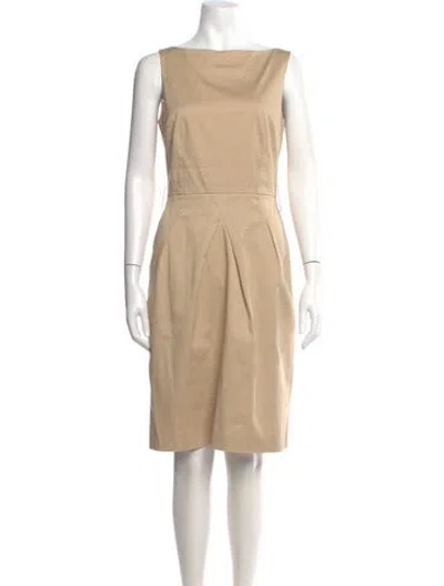 Pre-owned Piazza Sempione Bateau Neckline Knee-length Dress In Neutral