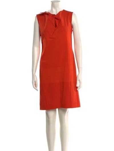 Pre-owned Piazza Sempione Bateau Neckline Knee-length Dress In Orange
