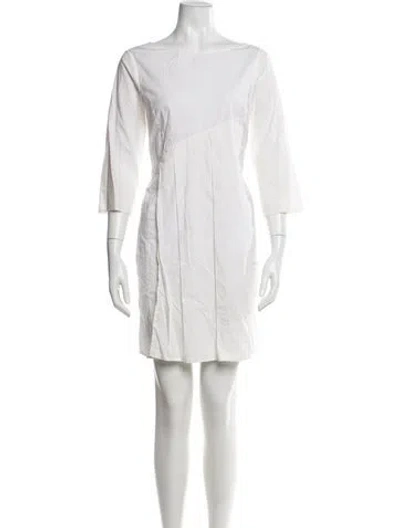 Pre-owned Piazza Sempione Bateau Neckline Mini Dress In Neutral