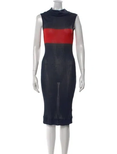 Pre-owned Piazza Sempione Colorblock Pattern Knee-length Dress In Blue