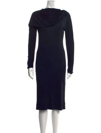 Pre-owned Piazza Sempione Cowl Neck Knee-length Dress In Black