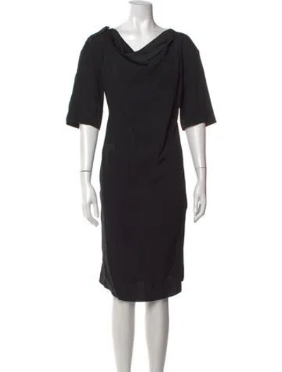 Pre-owned Piazza Sempione Cowl Neck Knee-length Dress In Black