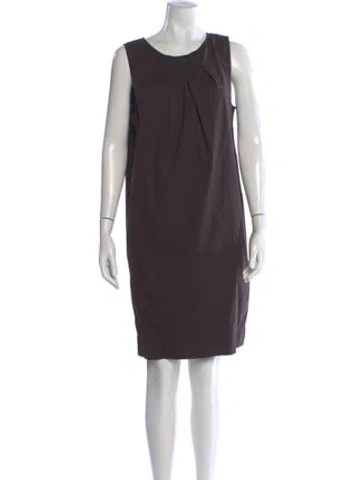 Pre-owned Piazza Sempione Crew Neck Knee-length Dress In Brown