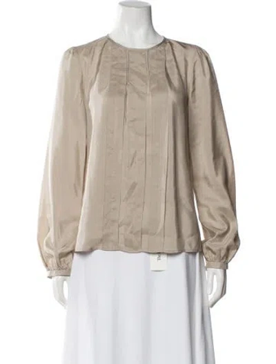 Pre-owned Piazza Sempione Crew Neck Long Sleeve Blouse In Neutral