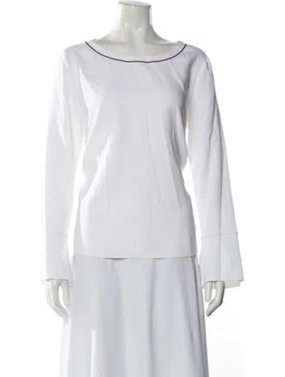 Pre-owned Piazza Sempione Crew Neck Long Sleeve Top In White
