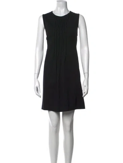 Pre-owned Piazza Sempione Crew Neck Mini Dress In Black