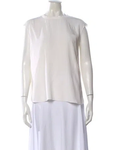 Pre-owned Piazza Sempione Crew Neck Short Sleeve Top In White