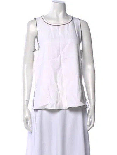 Pre-owned Piazza Sempione Crew Neck Sleeveless Top In White
