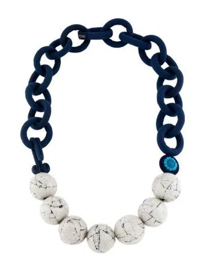 Pre-owned Piazza Sempione Fabric & Resin Collar Necklace, 29" In Multi