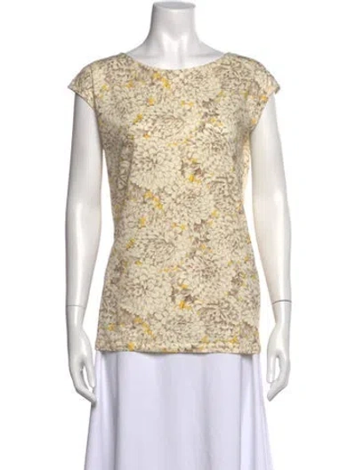 Pre-owned Piazza Sempione Floral Print Crew Neck Top In Neutral