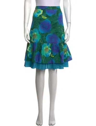 Pre-owned Piazza Sempione Floral Print Knee-length Skirt In Green