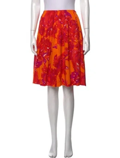 Pre-owned Piazza Sempione Floral Print Knee-length Skirt In Orange