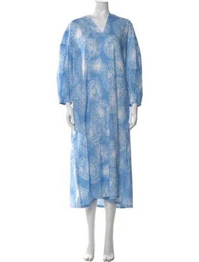 Pre-owned Piazza Sempione Floral Print Long Dress W/ Tags In Blue