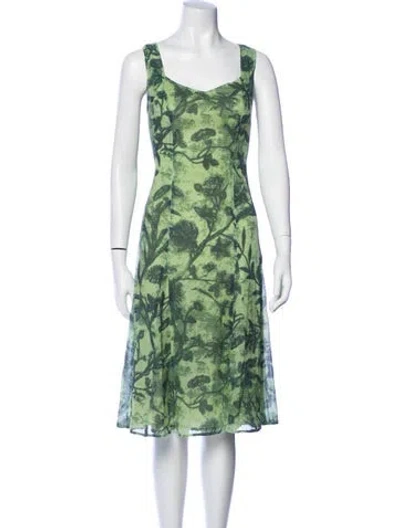 Pre-owned Piazza Sempione Floral Print Midi Length Dress In Green