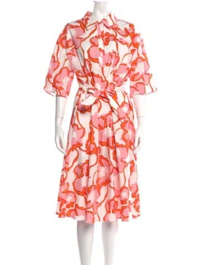 Pre-owned Piazza Sempione Floral Print Midi Length Dress In White