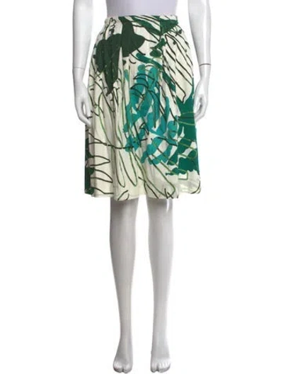 Pre-owned Piazza Sempione Floral Print Midi Length Skirt In Green