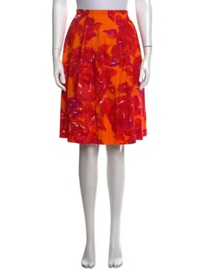 Pre-owned Piazza Sempione Floral Print Midi Length Skirt In Red