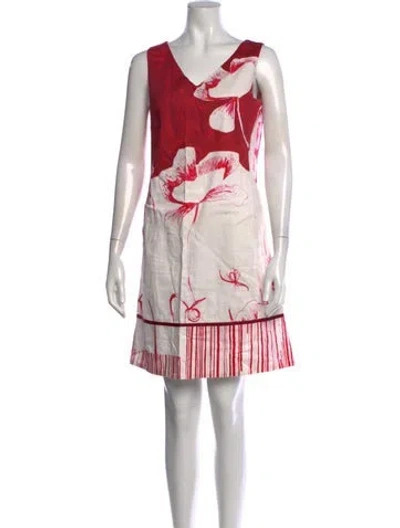 Pre-owned Piazza Sempione Floral Print Mini Dress In Red/white