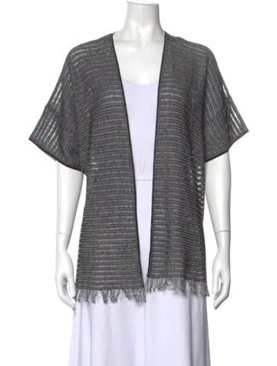 Pre-owned Piazza Sempione Linen Bateau Neckline Top In Black