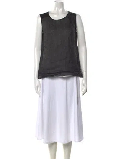 Pre-owned Piazza Sempione Linen Crew Neck Top In Black