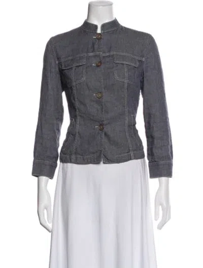 Pre-owned Piazza Sempione Linen Denim Jacket In Blue