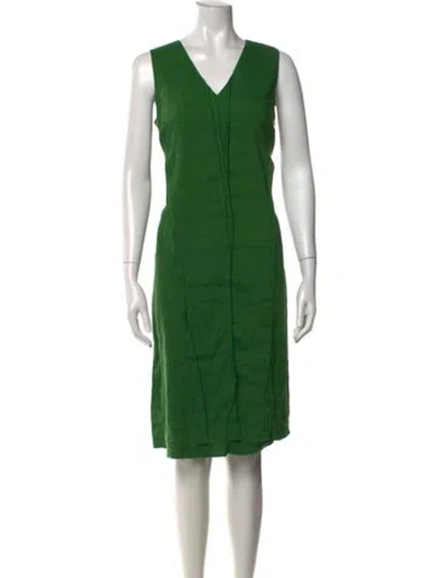 Pre-owned Piazza Sempione Linen Knee-length Dress In Green