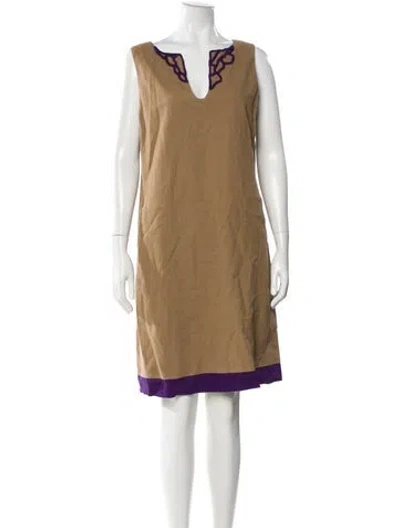Pre-owned Piazza Sempione Linen Knee-length Dress In Neutral