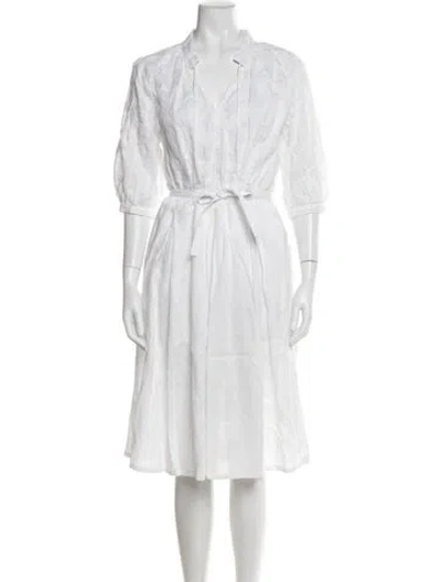 Pre-owned Piazza Sempione Linen Knee-length Dress In White