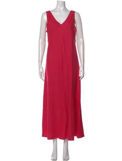 Pre-owned Piazza Sempione Linen Long Dress In Pink