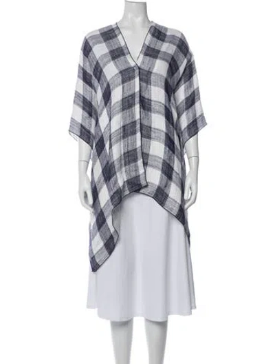 Pre-owned Piazza Sempione Linen Plaid Print Sweater In Blue/white