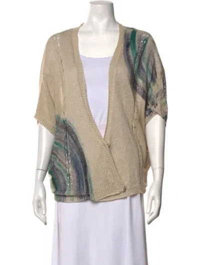 Pre-owned Piazza Sempione Linen Printed Sweater In Neutrals