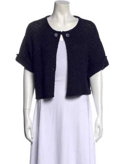 Pre-owned Piazza Sempione Linen Scoop Neck Sweater In Blue