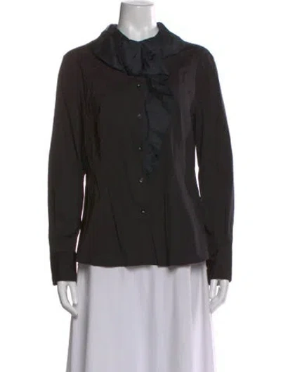 Pre-owned Piazza Sempione Long Sleeve Blouse In Black