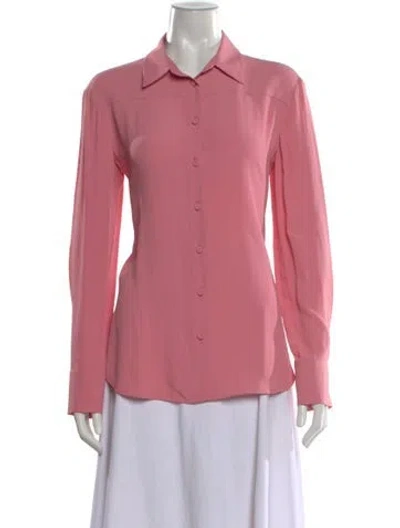 Pre-owned Piazza Sempione Long Sleeve Button-up Top In Pink