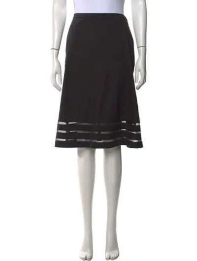 Pre-owned Piazza Sempione Mesh Accents Midi Length Skirt In Black