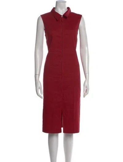 Pre-owned Piazza Sempione Mock Neck Midi Length Dress In Red