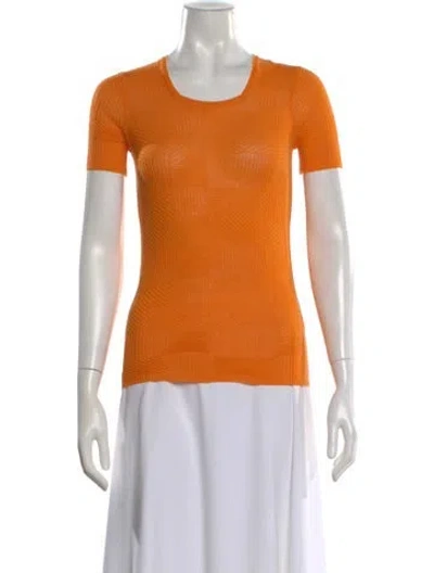Pre-owned Piazza Sempione Patterned Crew Neck Top In Orange