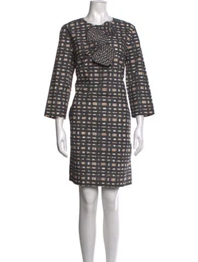 Pre-owned Piazza Sempione Patterned Knee-length Dress In Grey