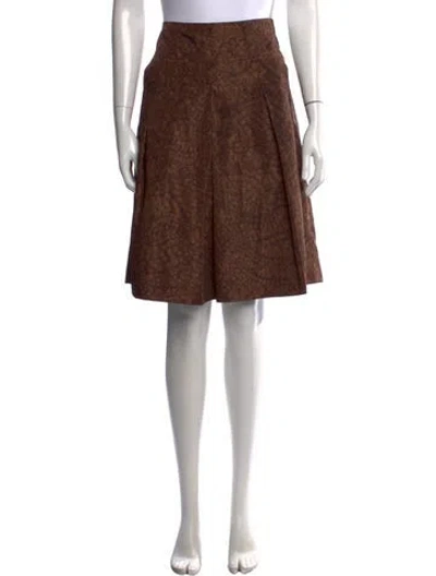 Pre-owned Piazza Sempione Patterned Midi Length Skirt In Brown