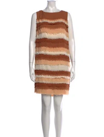 Pre-owned Piazza Sempione Patterned Mini Dress In Brown