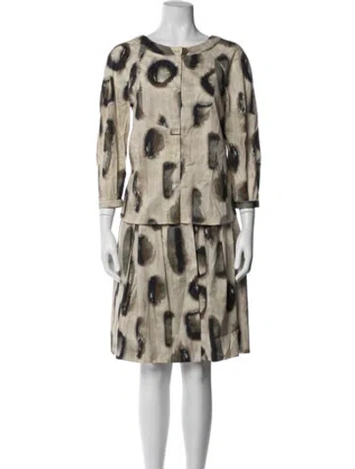Pre-owned Piazza Sempione Patterned Skirt Set In Neutrals