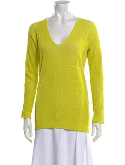 Pre-owned Piazza Sempione Patterned V-neck Sweater In Yellow