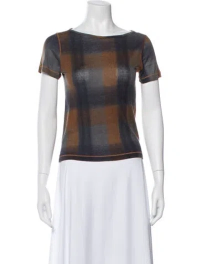 Pre-owned Piazza Sempione Plaid Print Crew Neck Top In Multi