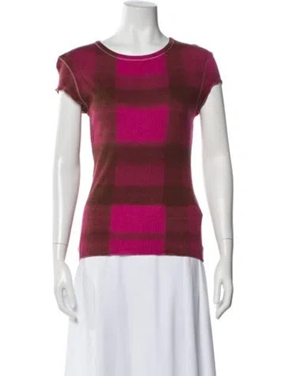 Pre-owned Piazza Sempione Plaid Print Crew Neck T-shirt In Pink